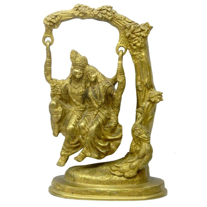 Radha Krishna On Swing Brass Idol | Deity Idol Exclusive Collection - Image 1