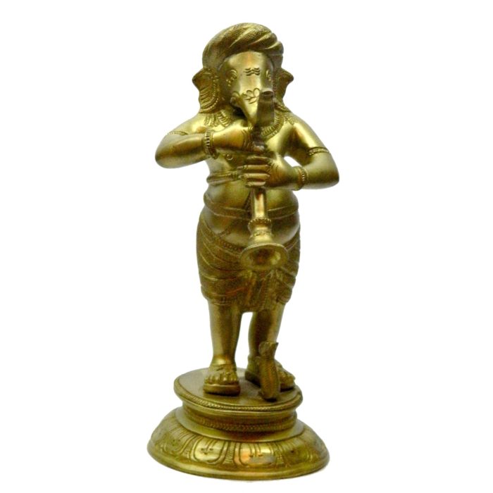Ganesha Ringing Sheshnai Brass Idol | Deity Idol Exclusive Collection - Image 1