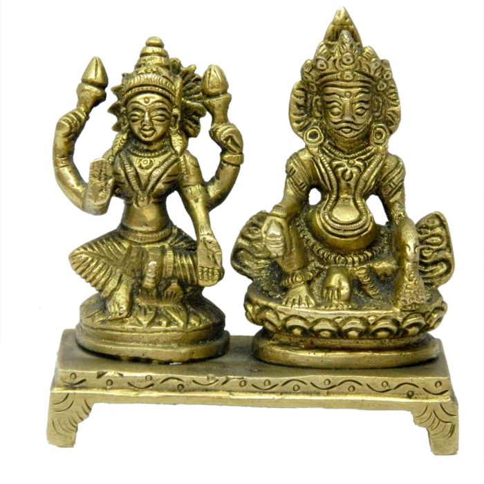Lord Kuber Laxmi In Small Size Brass Idol | Deity Idol Exclusive Collection - Image 1