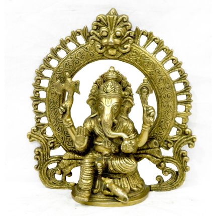 Ganesha With Kaman Bajath Brass Idol | Deity Idol Exclusive Collection