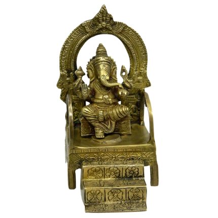 Statue Of Ganesh On Sinhasan Brass  Idol | Deity Idol Exclusive Collection