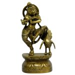 Statue Of Dancing Krishna Brass | Lord Krishna Murti for Love, Joy & Spiritual Devotion