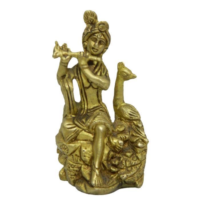 Statue Of Sitting Krishna Brass Idol | Deity Idol Exclusive Collection - Image 1
