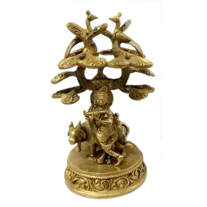 Statue Of Krishna With Cow Brass Idol | Deity Idol Exclusive Collection - Image 1
