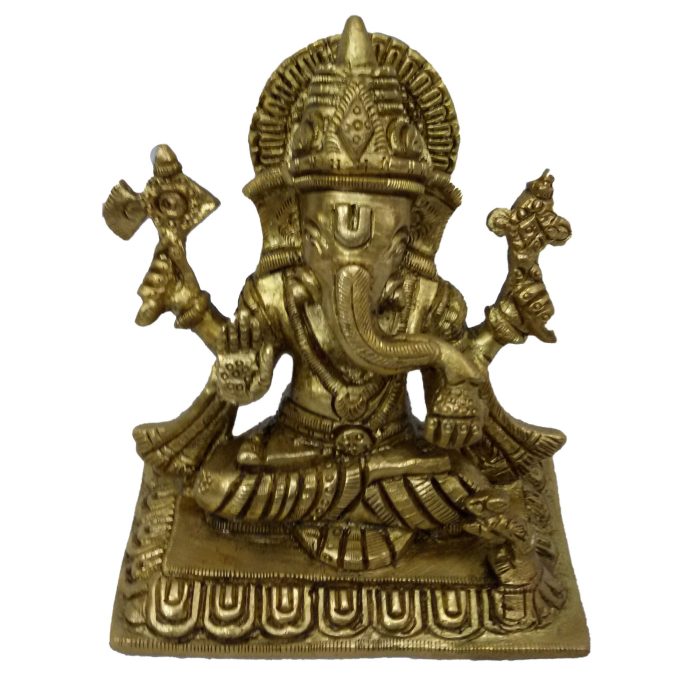 Statue Of Sitting Ganesh Brass Idol | Deity Idol Exclusive Collection - Image 1