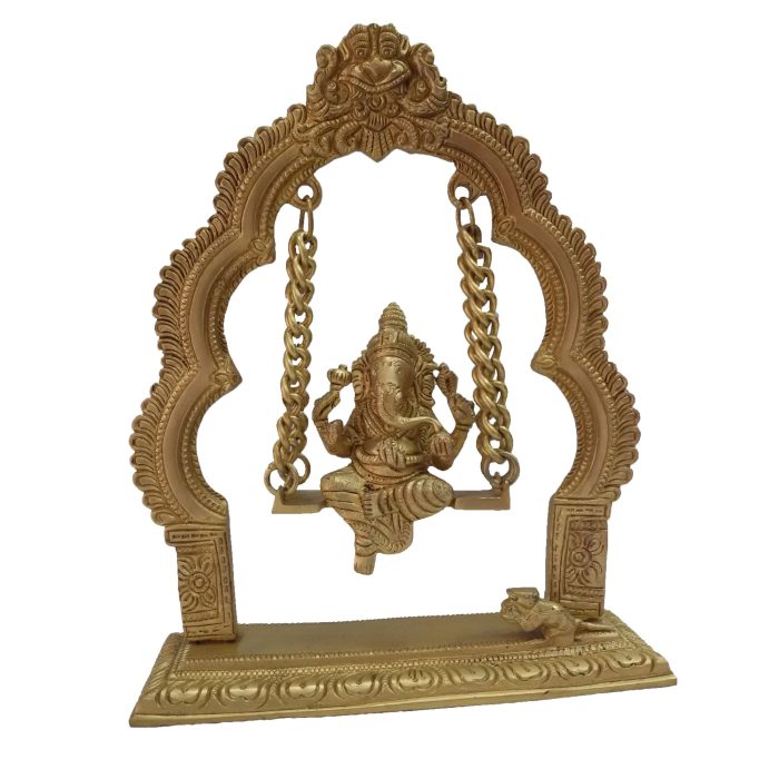 Decorative Statue Of Swinging Ganesh Brass For Idol | Deity Idol Exclusive Collection - Image 1
