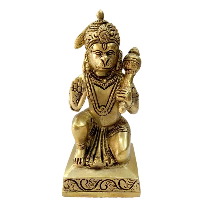 Hanuman Sitting God Statue Brass  Idol | Deity Idol Exclusive Collection - Image 1