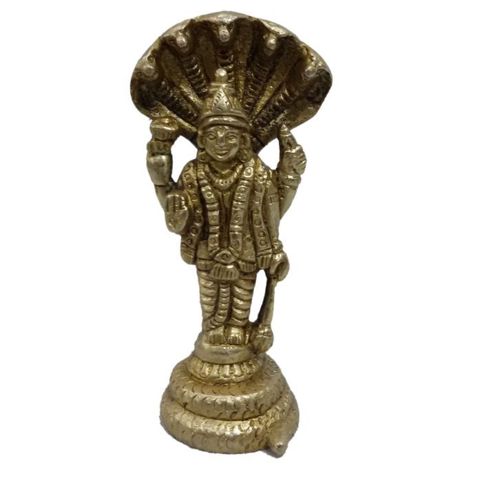 Vishnu Standing with Snake Brass Collectible  Idol | Deity Idol Exclusive Collection - Image 1