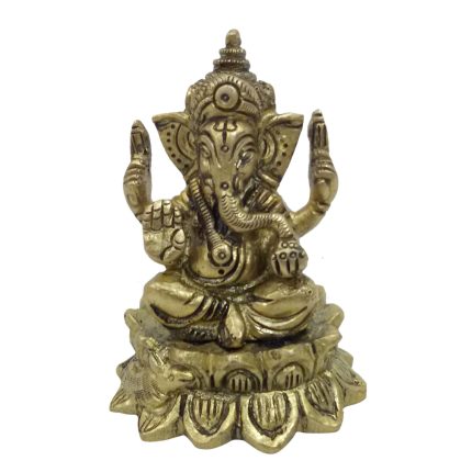 Ganesh Sitting On Kamal Idol Brass Idol | Deity Idol Exclusive Collection
