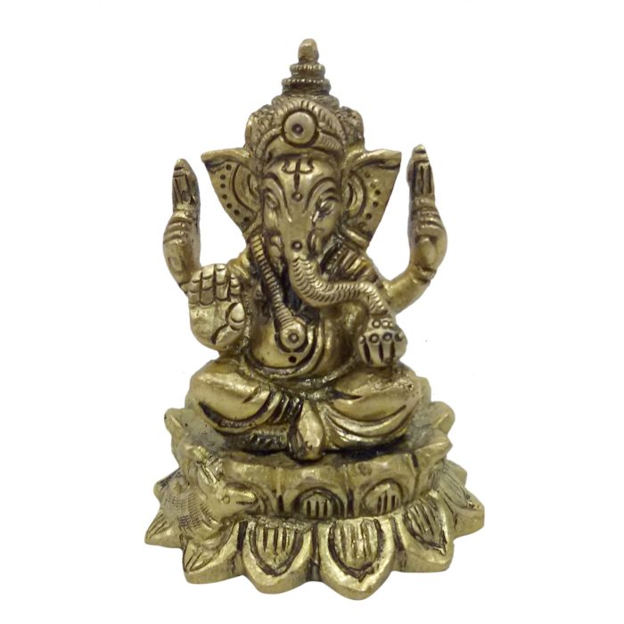 Ganesh Sitting On Kamal Idol Brass Idol | Deity Idol Exclusive Collection - Image 1