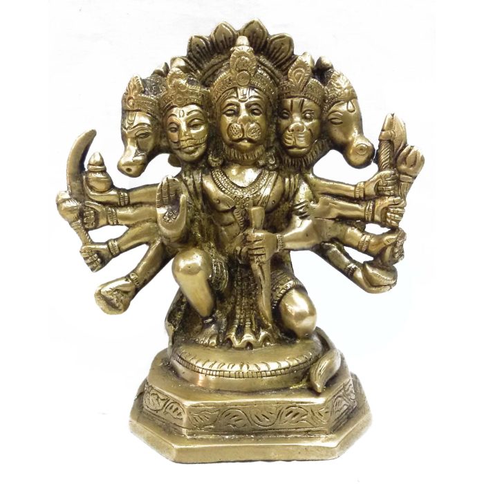 Idol Of Sitting Panchmukhi Hanuman Brass  Idol | Deity Idol Exclusive Collection - Image 1
