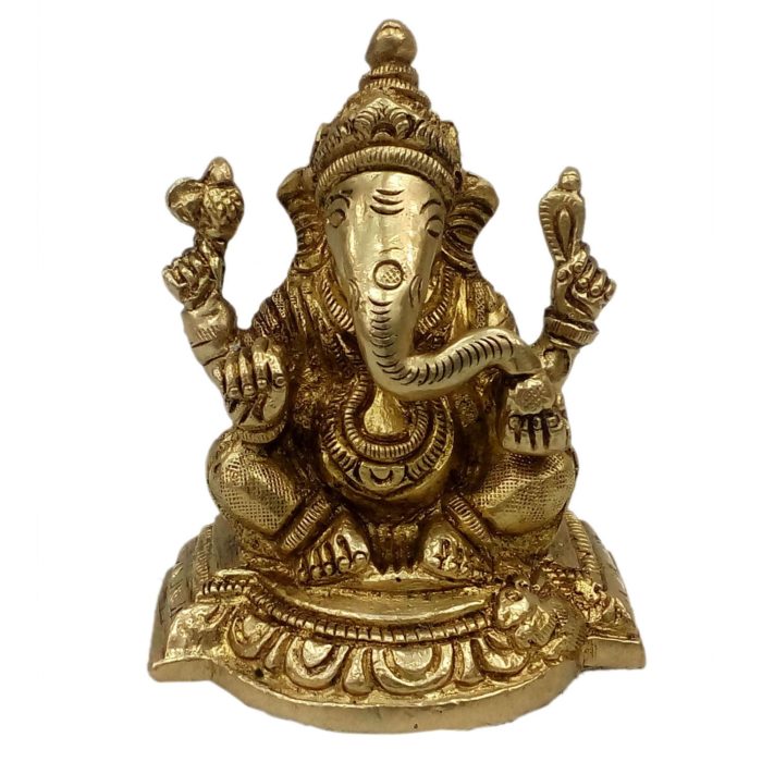 Statue Of Sitting Ganesh Brass  Idol | Deity Idol Exclusive Collection - Image 1