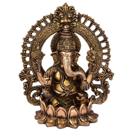 Statue Of Ganesh Sitting On Lotus Brass Idol | Deity Idol Exclusive Collection