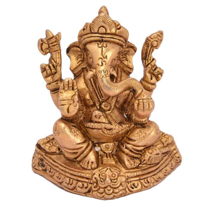 Statue Of Sitting Ganesh Brass Idol | Deity Idol Exclusive Collection - Image 1