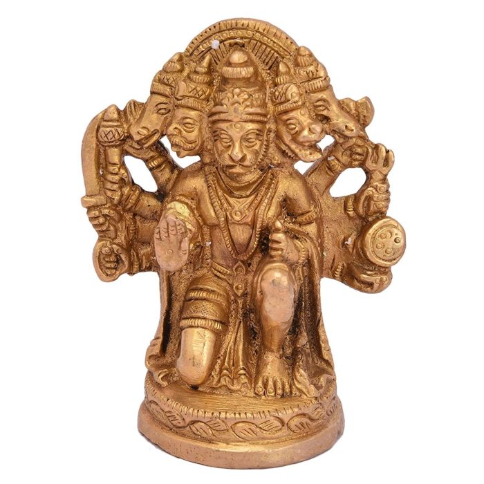 Panchmukhi Hanuman Sitting Brass  Idol | Deity Idol Exclusive Collection - Image 1