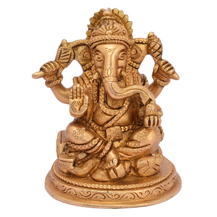 Statue Of Sitting Ganesh Brass Idol | Deity Idol Exclusive Collection - Image 1