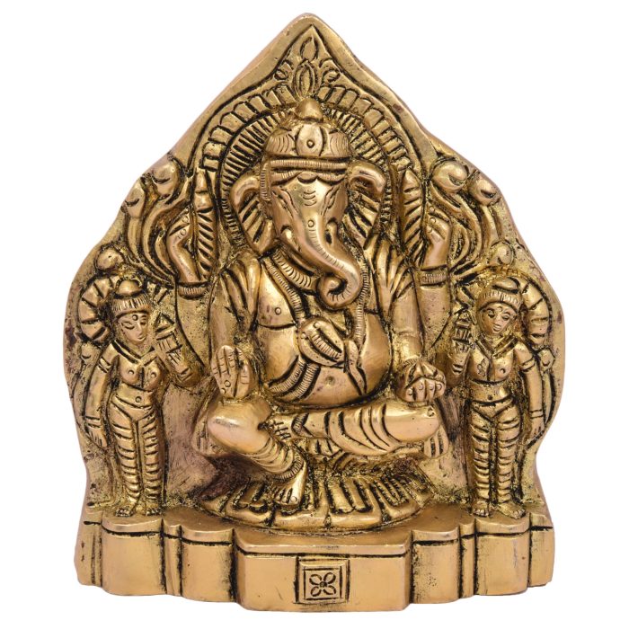 Idol Of Ganesh With Wife Riddhi Siddhi Brass  Idol | Deity Idol Exclusive Collection - Image 1