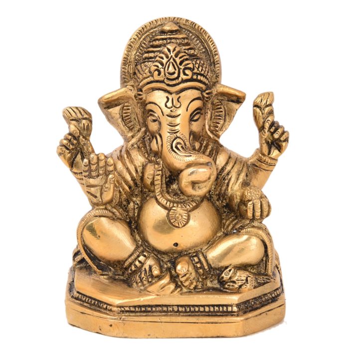 Statue Of Sitting Ganesh Brass Idol | Deity Idol Exclusive Collection - Image 1