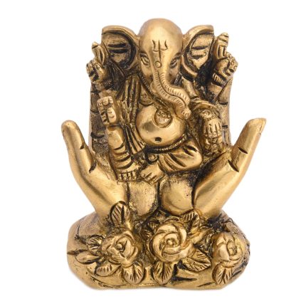 Statue Of Ganesh Sitting On Palm Brass For Idol | Deity Idol Exclusive Collection