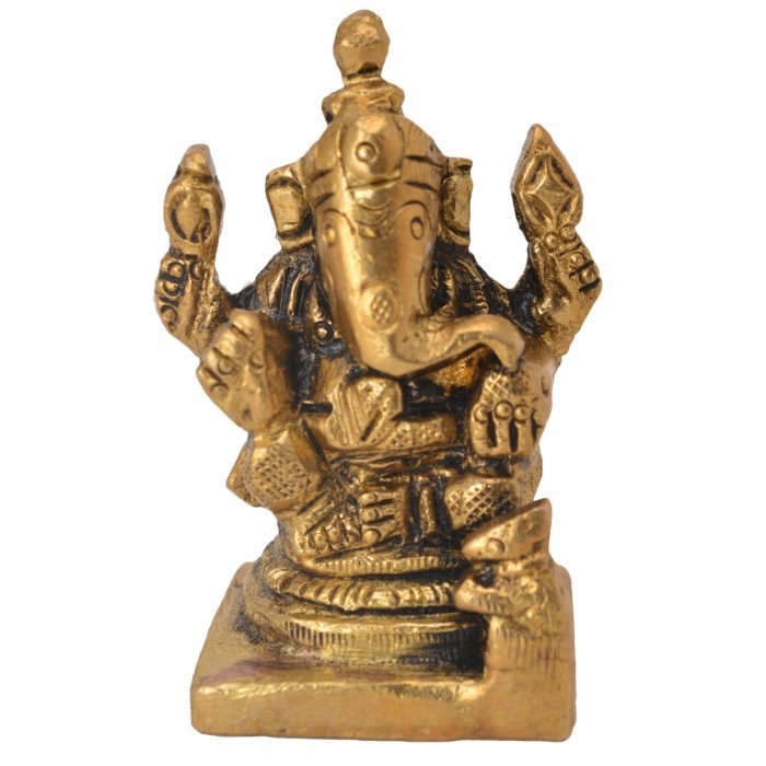 Small Ganesh God Brass Idol | Deity Idol Exclusive Collection - Image 1
