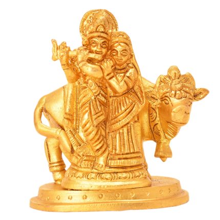 Statue Of Radha Krishna With Cow Brass  Idol | Deity Idol Exclusive Collection