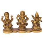 God Ganesh, Laxmi & Saraswati Brass | Divine Ganesha Idol for Obstacle Removal & Success