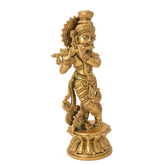 Decorative Statue Of Krishna Brass Idol | Deity Idol Exclusive Collection - Image 1