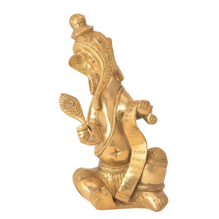 Statue Of Writing Ganesh Brass Idol | Deity Idol Exclusive Collection - Image 1