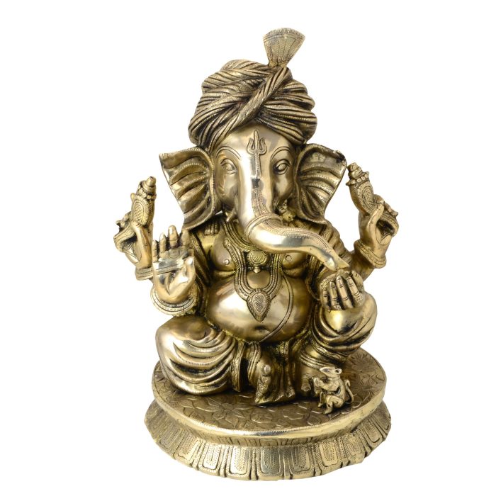 Statue Of Turban Ganesh Brass Idol | Deity Idol Exclusive Collection - Image 1