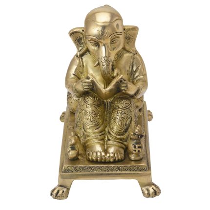 Statue Of Writing Ganesh Brass Idol | Deity Idol Exclusive Collection