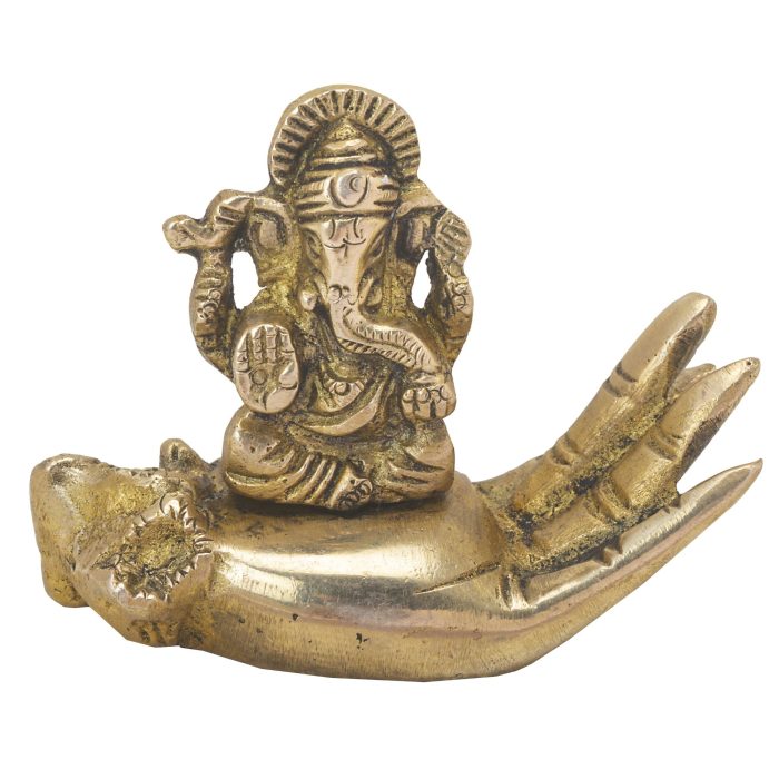 Ganesh In Hand Brass Idol | Deity Idol Exclusive Collection - Image 1