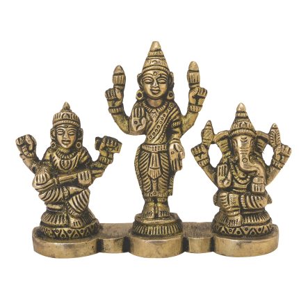 Ganesh Lakshmi Saraswati Brass Idol Statue 3″ Inch Idol | Deity Idol Exclusive Collection