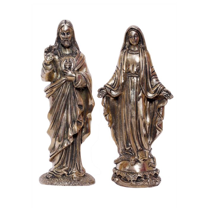 Jesus Mother & Father Pair Catholic Brass Christian  Idol | Deity Idol Exclusive Collection - Image 1