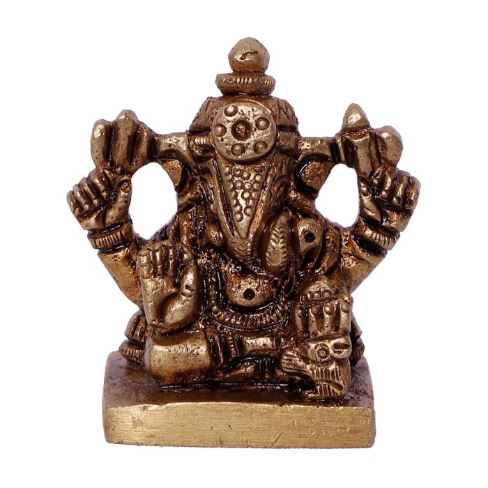 Srimant Dagdusheth Ganesha God Brass Handicraft Small  Idol | Deity Idol Exclusive Collection - Image 1