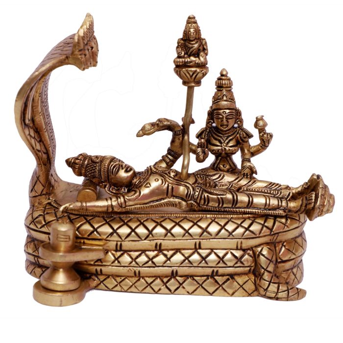 Vishnu Lakshmi Brass Collectible Handicraft Small  Idol | Deity Idol Exclusive Collection - Image 1