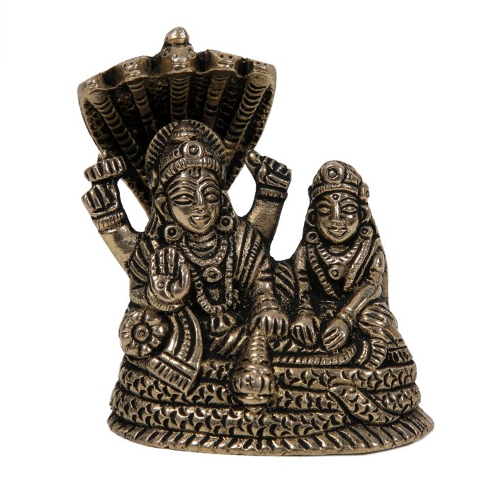 Vishnu Lakshmi Brass Collectible Handicraft Small  Idol | Deity Idol Exclusive Collection - Image 1