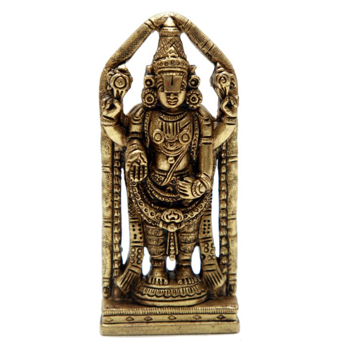 Tirupati Balaji (Venkateswara) Yellow Brass Collectible Handicraft Small  Idol | Deity Idol Exclusive Collection - Image 1