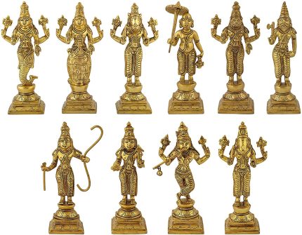 Dashavataram -Ten Incarnations/Avatars of Lord Vishnu -Lord Vishnu All Avtar Statues is Made Brass with Details Worked by India Artisan. Idol | Deity Idol Exclusive Collection