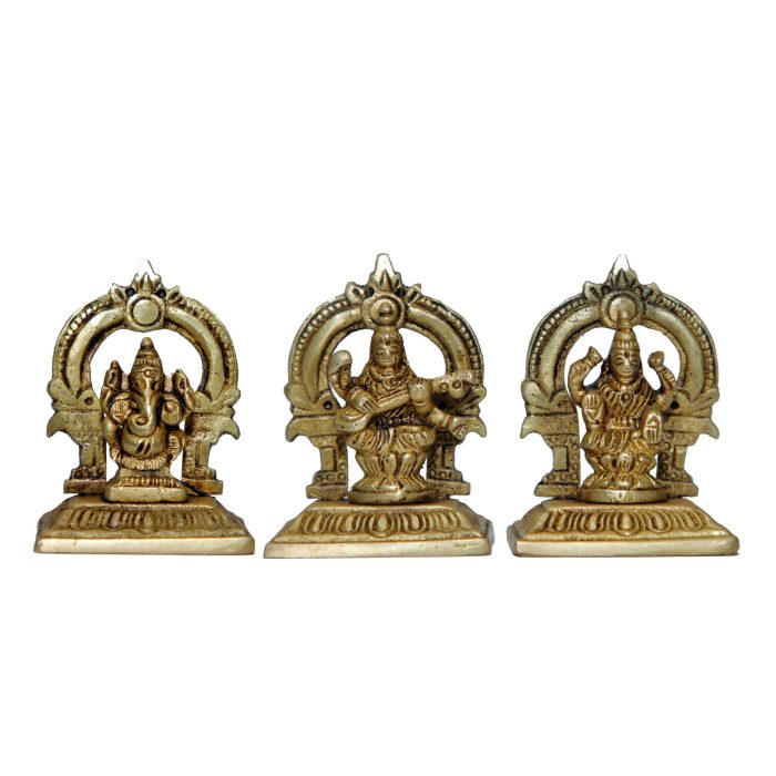 Ganesha-Laxmi-Saraswati Brass  Idol | Deity Idol Exclusive Collection - Image 1