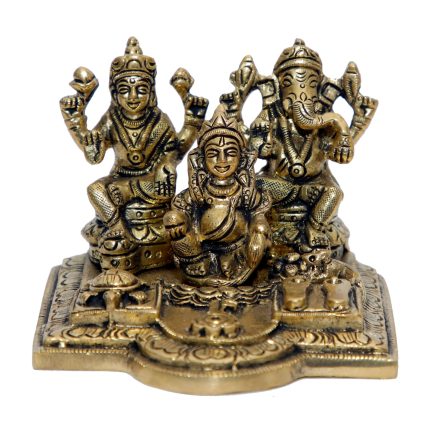 Laxmi-Ganesh-Kuber Dhan Yantra Brass  Idol | Deity Idol Exclusive Collection