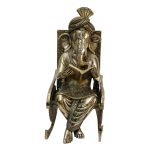 Chair Reading Ganesha Brass – Premium Brass Deity Idol for Home & Temple
