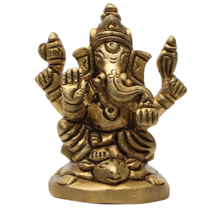 Ganpati Bappa Brass Idol Siting on Rat Home, Office Temple for Puja  Idol | Deity Idol Exclusive Collection - Image 1