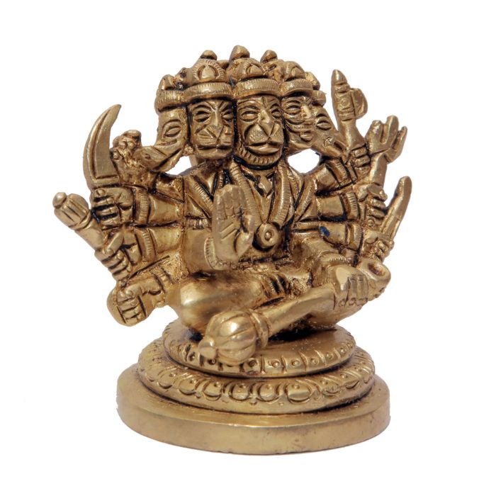 Panchmukhi Hanuman with Five face Sitting Brass Statue in Small  Idol | Deity Idol Exclusive Collection - Image 1