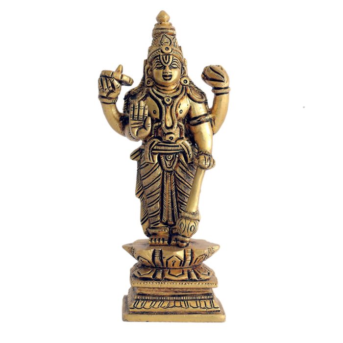 Vishnu God Standing Brass Idol | Deity Idol Exclusive Collection - Image 1