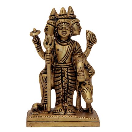Brass Lord Dattatreya with Cow Sculpture Handicrafts Idol | Deity Idol Exclusive Collection