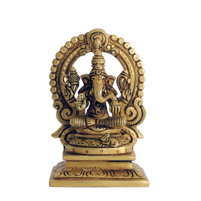 Kaman Ganesh Brass Sitting on Designing  Idol | Deity Idol Exclusive Collection - Image 1