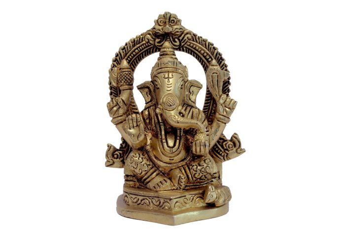 Kaman Ganesh Heart Shape Brass Idol | Deity Idol Exclusive Collection - Image 1