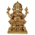 God Astha Vinayaka Gnaesha Brass Idol Statue 9.1&Prime; Inch | Authentic Hindu Deity Statue Divine Blessings Symbolism