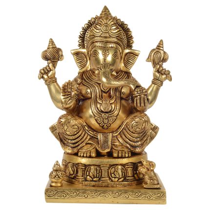 God Astha Vinayaka Gnaesha Brass Idol Statue 9.1″ Inch Idol | Deity Idol Exclusive Collection