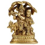 Radha Krishna Idol with Cow Brass | Authentic Hindu Deity Statue for Divine Blessings